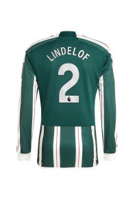 Manchester United Victor Lindelof #2 Jalkapallovaatteet Vieraspaita 2023-24 Pitkähihainen
